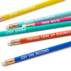 Hallmark Motivating Messages Wooden Pencils, Pack Of 6 -Hallmark Shop 6 Wood Pencils With Messages 3SOM1344 03