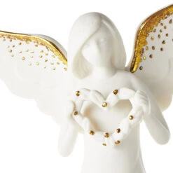 Hallmark Joanne's Angels You Are Loved Angel Figurine, 9.5" -Hallmark Shop Angel With HeartShaped Wreath of Leaves Figurine 1JOA2253 04
