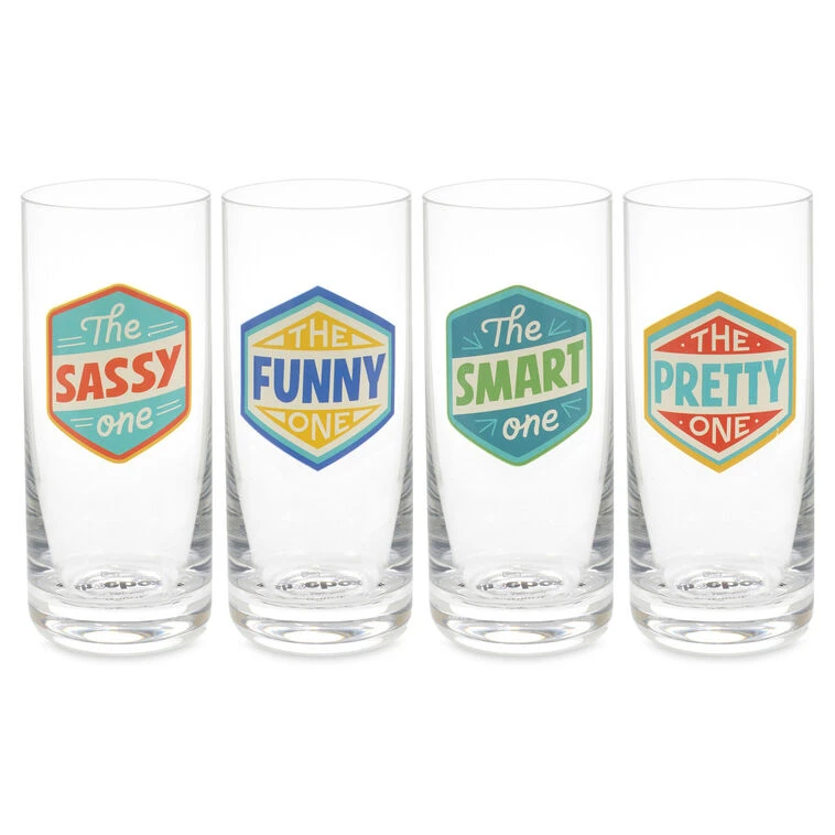 Hallmark Badges Of Honor Funny Drinking Glasses, Set Of 4 3 Hallmark Badges Of Honor Funny Drinking Glasses, Set Of 4