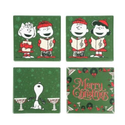 BioWorld Peanuts Gang Holiday Ceramic Coasters, Set Of 4