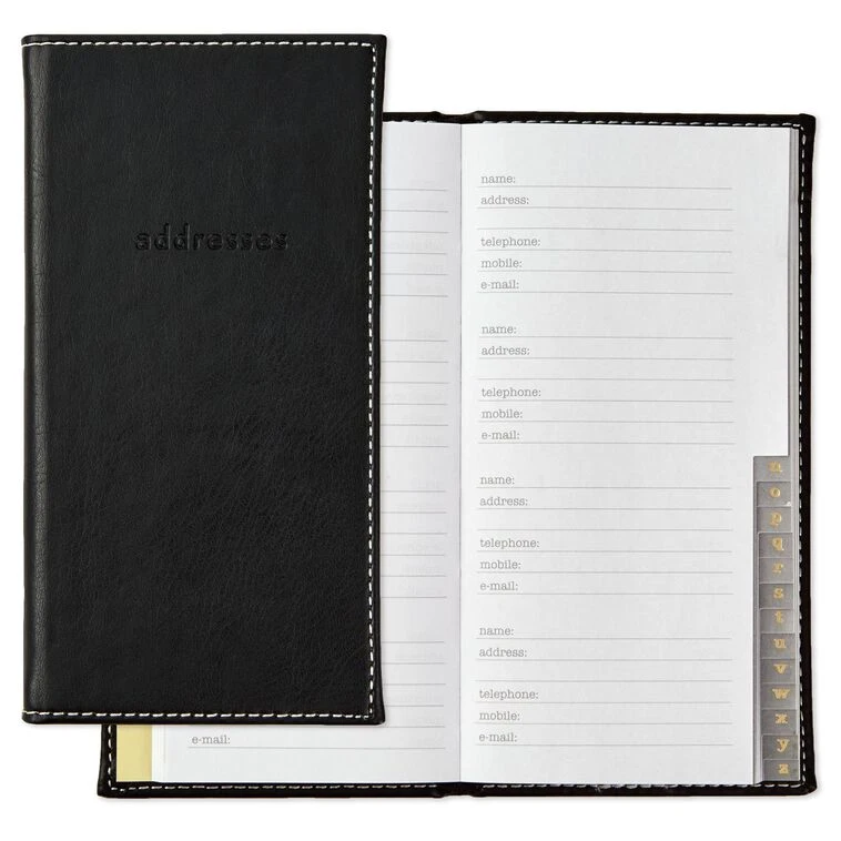 Hallmark Black Faux Leather Slim Address Book 7 Hallmark Black Faux Leather Slim Address Book - Image 5