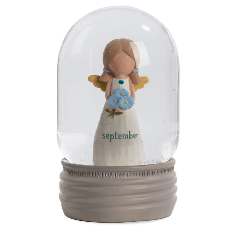 Blossom Bucket September Birthstone Angel Snow Globe, 4.2" 3 Blossom Bucket September Birthstone Angel Snow Globe, 4.2"