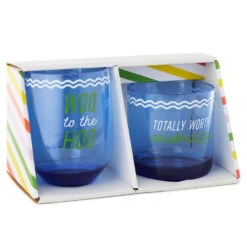 Hallmark Woo Hoo Worth Celebrating Drinking Glasses, Set Of 2 9 Hallmark Woo Hoo Worth Celebrating Drinking Glasses, Set Of 2 -Hallmark Shop Blue Rocks Glass and Stemless Wine Glass Set 1BIR1325 04