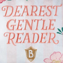 Hallmark Bridgerton Dearest Gentle Reader Throw Pillow, 18x18 -Hallmark Shop Bridgerton Pink and White Stripe Floral Throw Pillow 1PCL1059 05
