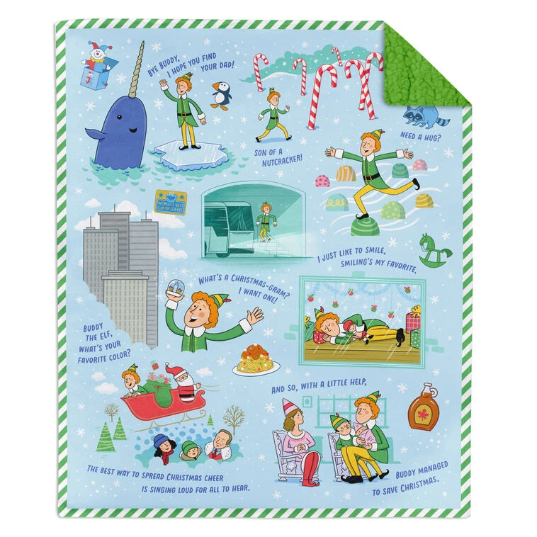 Hallmark Elf Journey To New York Throw Blanket, 50x60 3 Hallmark Elf Journey To New York Throw Blanket, 50x60