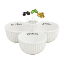 Mud Pie Snack Bowl Trio And Picks Serving Set