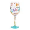 Lolita Meow It Up Handpainted Wine Glass, 15 Oz. -Hallmark Shop Colorful Cats and Hearts Wine Glass 6016982 01