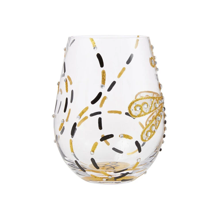 Lolita Dazzling Dragonfly Handpainted Stemless Wine Glass, 20 Oz. 4 Lolita Dazzling Dragonfly Handpainted Stemless Wine Glass, 20 Oz. - Image 2