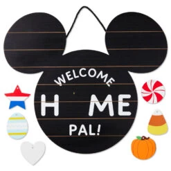 Hallmark Disney Mickey Mouse Ears Welcome Sign With Seasonal Decorations