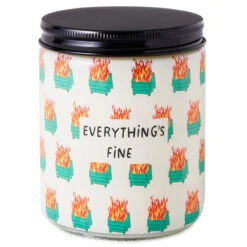 Hallmark Dumpster Fire Everything's Fine Scented Single-Wick Jar Candle, 7 Oz.