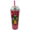 Spoontiques Elf Snowflake Dome Acrylic Cup -Hallmark Shop Elf Domed Acrylic Cup With Straw 22375 01
