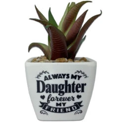 Faux Potted Succulent With Daughter Message