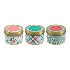 Festive Holiday Scented Candle Tins, 3-Pack
