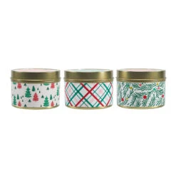 Festive Holiday Scented Candle Tins, 3-Pack 12 Festive Holiday Scented Candle Tins, 3-Pack -Hallmark Shop Festive Holiday Candle Tins HMTINSET 04