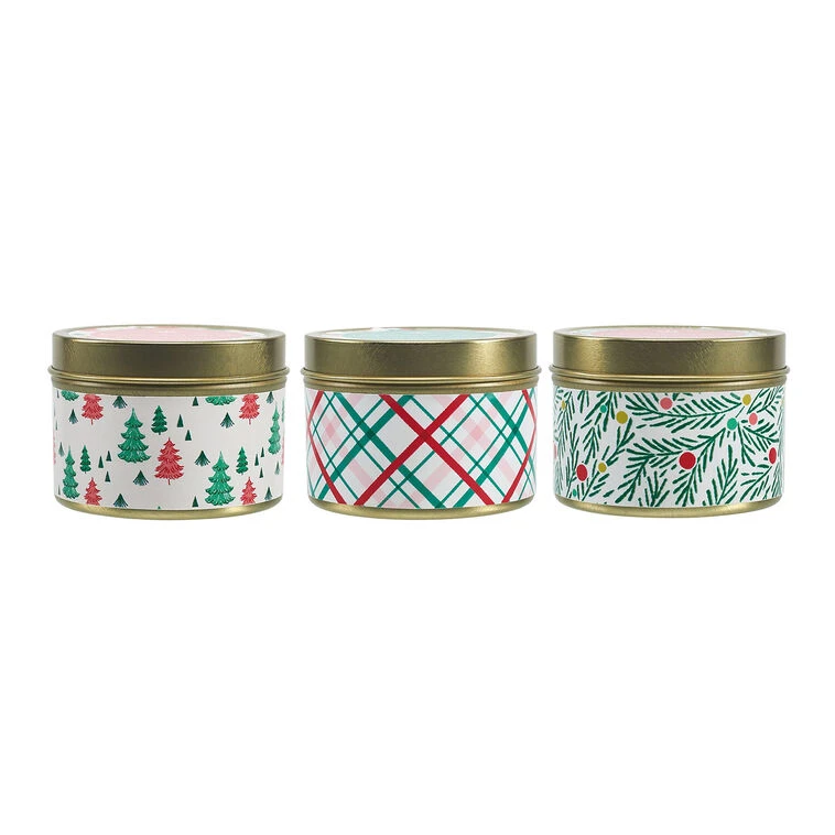 Festive Holiday Scented Candle Tins, 3-Pack 6 Festive Holiday Scented Candle Tins, 3-Pack - Image 4
