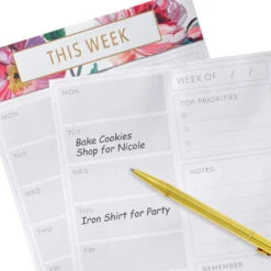 Hallmark Lush Floral Prompted Note Pad -Hallmark Shop Floral Weekly Planner Desk Note Pad 3SOM1353 04