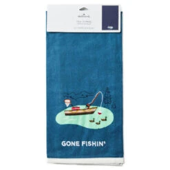 Hallmark Gone Fishing Tea Towel, 18x26 -Hallmark Shop Gone Fishing Blue Kitchen Towel 1SNN1204 05