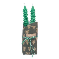 Green Tree Taper Candles, Set Of 2 -Hallmark Shop Green Branches Taper Candle Set HMTAPER4 03