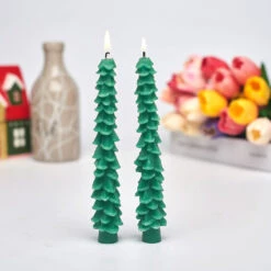 Green Tree Taper Candles, Set Of 2 -Hallmark Shop Green Branches Taper Candle Set HMTAPER4 04