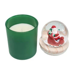 Green Mistletoe Scented Santa Sleigh Snow Globe Candle -Hallmark Shop Green Under Mistletoe Candle Santa Sleigh Snow Globe HMSNWGLB4 03