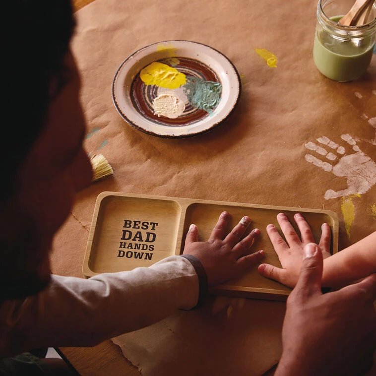 Hallmark Best Dad Hands Down Trinket Tray Handprint Kit, 12x5 4 Hallmark Best Dad Hands Down Trinket Tray Handprint Kit, 12x5 - Image 2