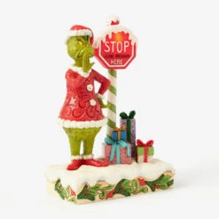 Enesco Jim Shore Grinch By Light-Up Stop Sign Figurine, 9.3" -Hallmark Shop Jim Shore Grinch by Stop Sign LED Figurine 6017063 04