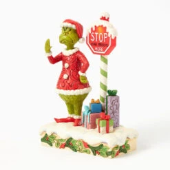 Enesco Jim Shore Grinch By Light-Up Stop Sign Figurine, 9.3" -Hallmark Shop Jim Shore Grinch by Stop Sign LED Figurine 6017063 05