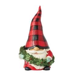 Enesco Jim Shore Heartwood Creek Gnome Wearing Wreath Figurine, 5.51"