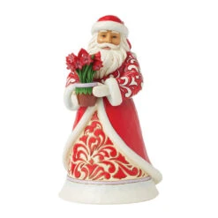Enesco Jim Shore Heartwood Creek Santa With Blooming Amaryllis Figurine, 8.35"