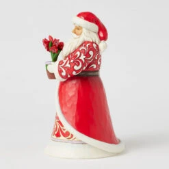 Enesco Jim Shore Heartwood Creek Santa With Blooming Amaryllis Figurine, 8.35" -Hallmark Shop Jim Shore Santa Holding Amaryllis Flower Figurine 6017005 03