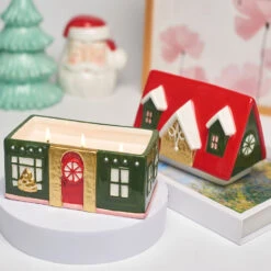 Jingle Berries And Juniper Scented Ceramic Green House Candle -Hallmark Shop Jingle Berries Juniper Ceramic Green House Candle HMHOUSE2 06