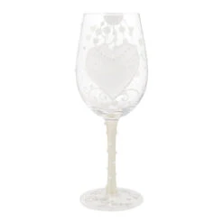 Lolita Two Hearts One Love Handpainted Wine Glass, 15 Oz.