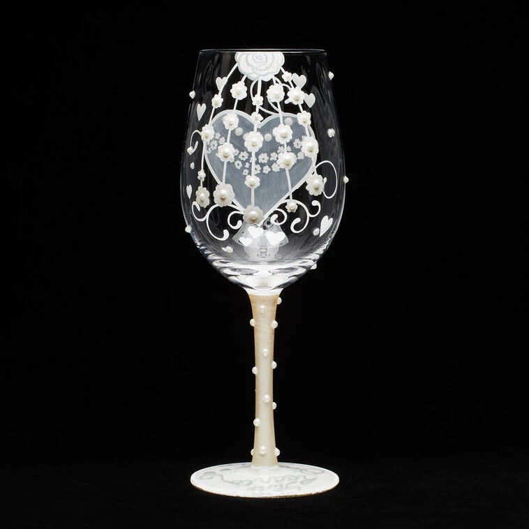 Lolita Two Hearts One Love Handpainted Wine Glass, 15 Oz. 4 Lolita Two Hearts One Love Handpainted Wine Glass, 15 Oz. - Image 2