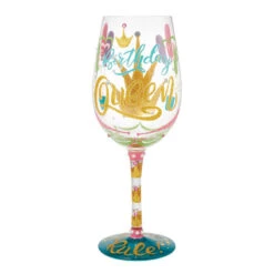 Lolita Birthday Queen Handpainted Wine Glass, 15 Oz.
