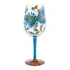 Lolita Garden Butterfly Handpainted Wine Glass, 15 Oz. -Hallmark Shop Lolita Blue Butterfly With Flowers Wine Glass 6016969 01