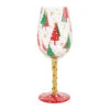 Lolita Most Wonderful Time Of The Year Handpainted Wine Glass, 15 Oz. 1 Lolita Most Wonderful Time Of The Year Handpainted Wine Glass, 15 Oz. -Hallmark Shop Lolita Red and Green Christmas Trees Wine Glass 6017345 01