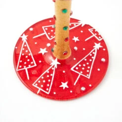 Lolita Most Wonderful Time Of The Year Handpainted Wine Glass, 15 Oz. -Hallmark Shop Lolita Red and Green Christmas Trees Wine Glass 6017345 03