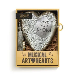 Demdaco Love You Mom Musical Art Heart, 3.5" -Hallmark Shop Love You Mom Silver Metal Musical Art Heart 1003480473 03