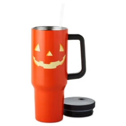Hallmark Jack-o'-Lantern Insulated Travel Cup, 40 Oz. -Hallmark Shop Orange Pumpkin Stainless Steel Insulated Cold Cup 1HGN5302 03