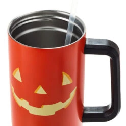 Hallmark Jack-o'-Lantern Insulated Travel Cup, 40 Oz. -Hallmark Shop Orange Pumpkin Stainless Steel Insulated Cold Cup 1HGN5302 04