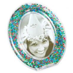 Hallmark Oval Confetti-Filled Picture Frame, 4x6 -Hallmark Shop Oval 4x6 Clear Photo Holder With Colorful Confetti 1BIR1324 03