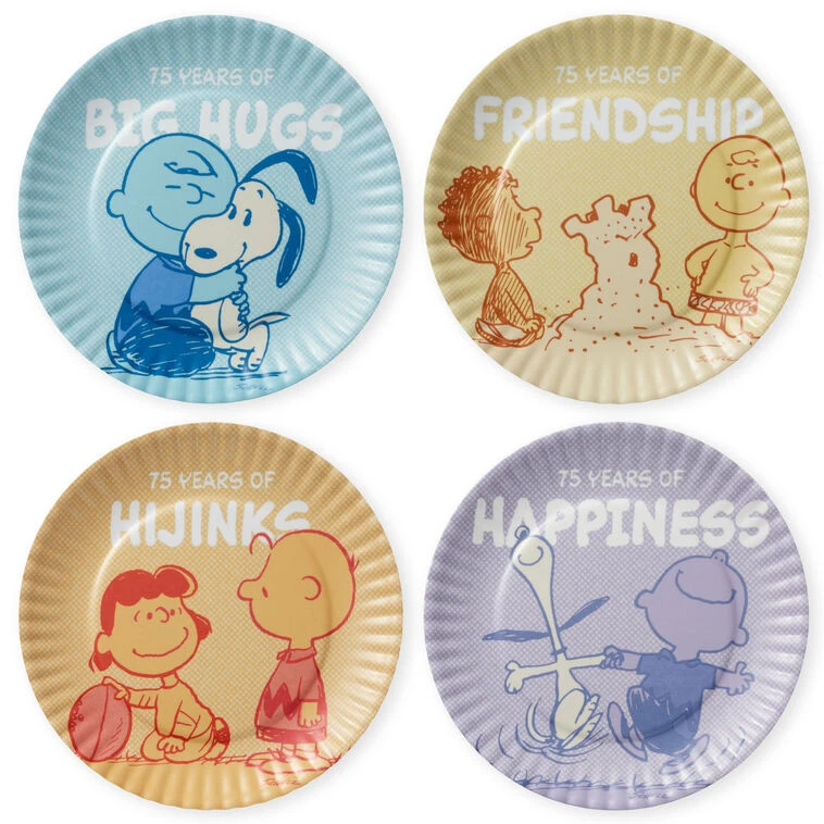 Hallmark Peanuts® 75th Anniversary Appetizer Plate Set 3 Hallmark Peanuts® 75th Anniversary Appetizer Plate Set