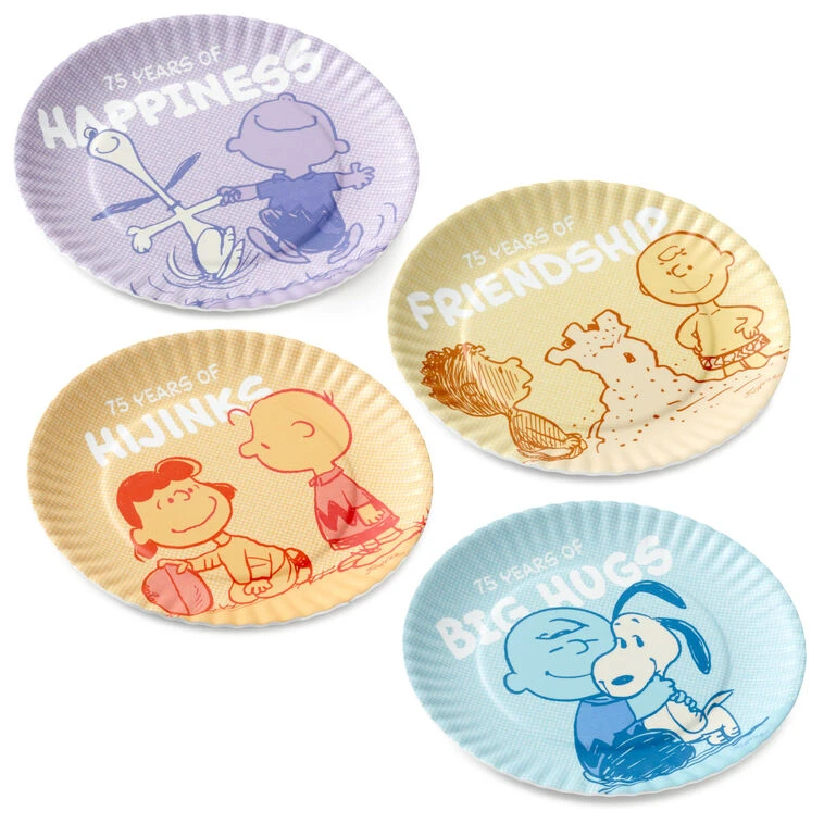 Hallmark Peanuts® 75th Anniversary Appetizer Plate Set 4 Hallmark Peanuts® 75th Anniversary Appetizer Plate Set - Image 2