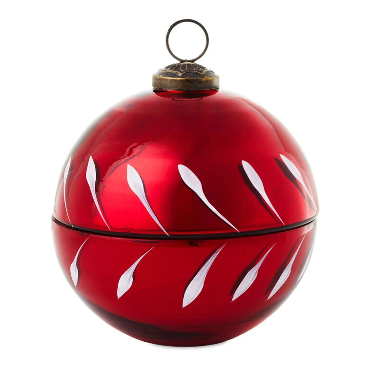 Hallmark Red Glass Ball Ornament Pine-Scented Candle, 4" 3 Hallmark Red Glass Ball Ornament Pine-Scented Candle, 4"