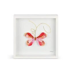 Demdaco Pink Butterfly Shadow Box Wall Decor, 10"