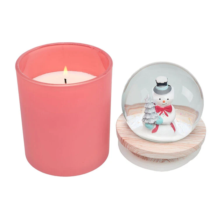 Pink Sugar Cookie Scented Snowman Snow Globe Candle 4 Pink Sugar Cookie Scented Snowman Snow Globe Candle - Image 2