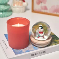 Pink Sugar Cookie Scented Snowman Snow Globe Candle 10 Pink Sugar Cookie Scented Snowman Snow Globe Candle -Hallmark Shop Pink Sugar Cookie Candle With Snowman Snow Globe HMSNWGLB1 04