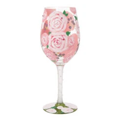 Lolita Pretty As A Peony Handpainted Wine Glass, 15 Oz.