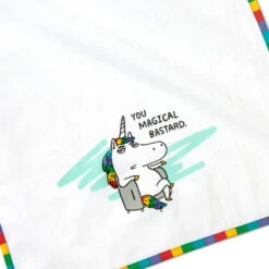 Hallmark Magical Bastard Funny Tea Towel, 18x26 -Hallmark Shop Rainbow Unicorn in Easy Chair Funny Kitchen Towel 1SHX1004 04