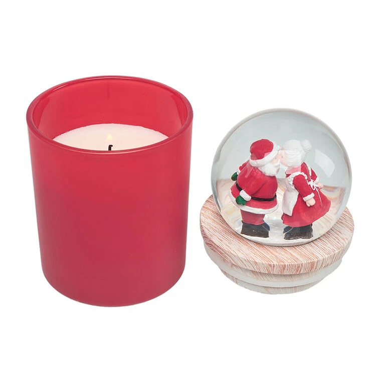 Red Peppermint Scented Santa And Mrs. Claus Snow Globe Candle 4 Red Peppermint Scented Santa And Mrs. Claus Snow Globe Candle - Image 2